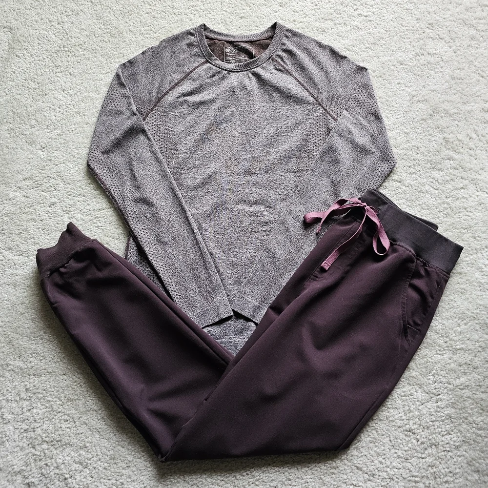 Figs Women's Two-Piece Set in Mauve and Plum